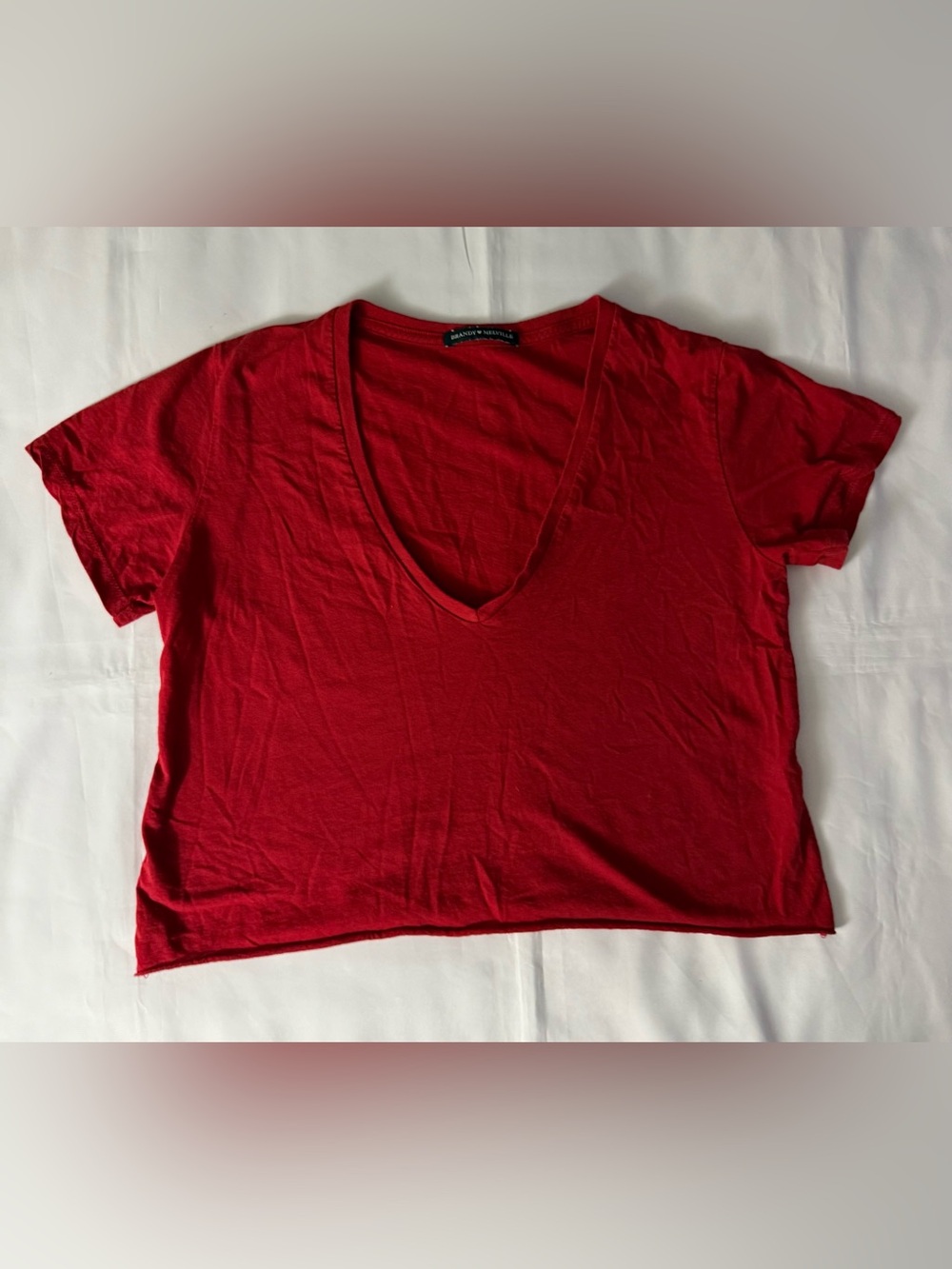Brandy Melville Short Sleeve Red Crop Top Shirt